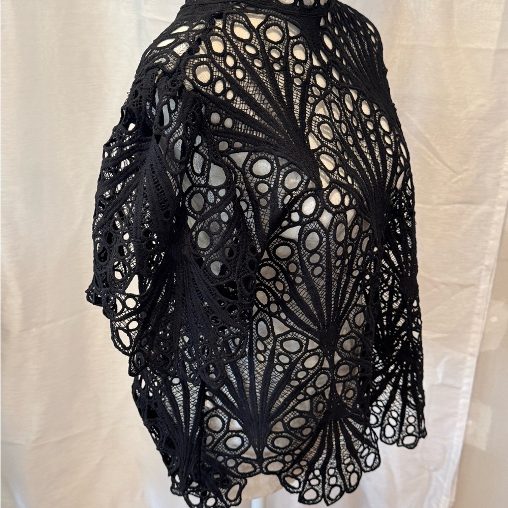 Black Lace Crochet Top